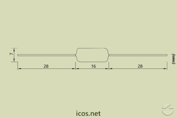 Dimensiones de Resistor 10R 5W para la instalación eléctrica de los Sensores