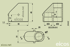 Haga clic para ampliar Dimensiones del Adaptador PVC 20 X 20 Dimensiones del Adaptador PVC 20 X 20