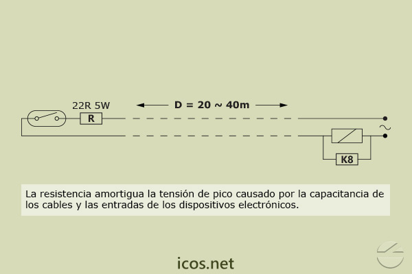 Esquema eléctrico de sensor para instalación de 20 hasta 40 metros