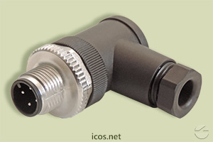 Haga clic para ampliar Conector macho M12 90° de 4 contactos Conector macho M12 90° de 4 contactos