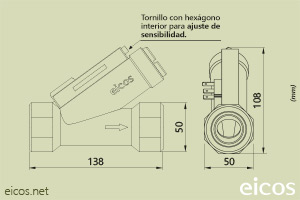 Haga clic para ampliar Dimensiones del sensor de flujo Eicos FC10B04 Dimensiones del sensor de flujo Eicos FC10B04