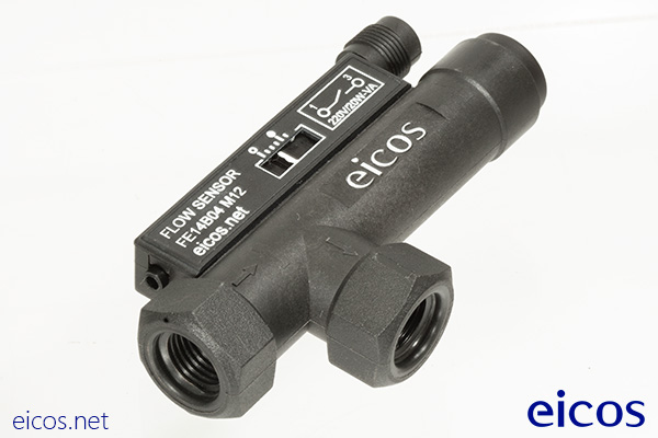 Sensor de flujo Eicos FE14B04-M12, adecuado para bajos flujos de líquido