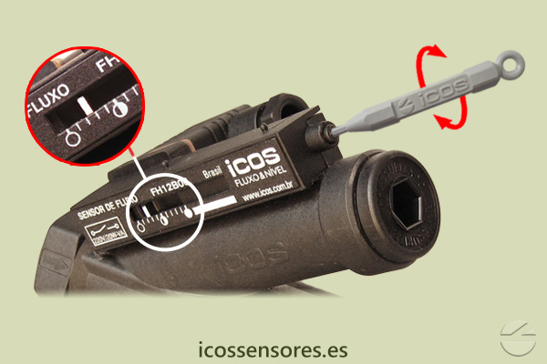 Ajuste de sensibilidad del sensor de flujo Eicos FH12B04