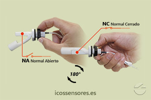 Funcionamiento NA o NC del sensor de nivel lateral