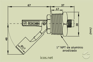 Haga clic para ampliar Dimensiones del sensor de nivel LA31N-M12 Dimensiones del sensor de nivel LA31N-M12