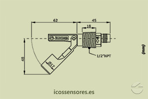 Haga clic para ampliar Dimensiones del sensor de nivel LA32-M12 Dimensiones del sensor de nivel LA32-M12