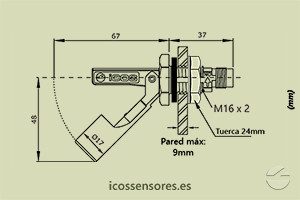 Haga clic para ampliar Dimensiones del sensor de nivel LA36-M12 Dimensiones del sensor de nivel LA36-M12