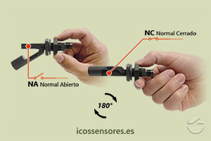 Haga clic para ampliar Funcionamiento NA o NC del sensor de nivel LA36-M12 Funcionamiento NA o NC del sensor de nivel LA36-M12