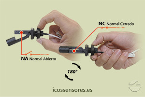 Haga clic para ampliar Funcionamiento NA o NC del sensor de nivel LA36M-40 Funcionamiento NA o NC del sensor de nivel LA36M-40