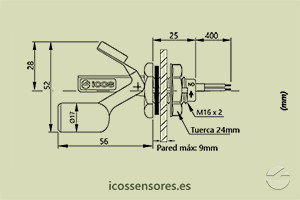 Haga clic para ampliar Dimensiones del sensor de nivel LB26M-40 Dimensiones del sensor de nivel LB26M-40