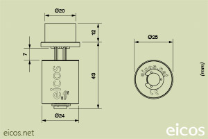 Haga clic para ampliar Dimensiones del sensor de nivel LV42A-40 Dimensiones del sensor de nivel LV42A-40