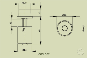Haga clic para ampliar Dimensiones del sensor de nivel LV42A-40 Dimensiones del sensor de nivel LV42A-40